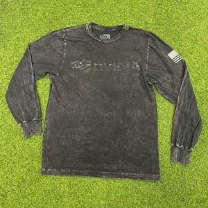 NVIDIA Dell Technologies Long Sleeve Shirt Men Small Black Mineral Wash Tech Tee